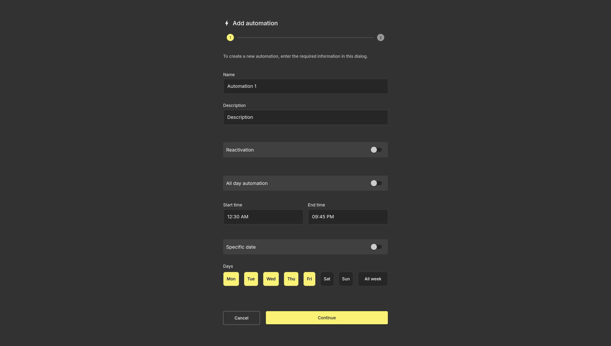 Add Automation Step 1