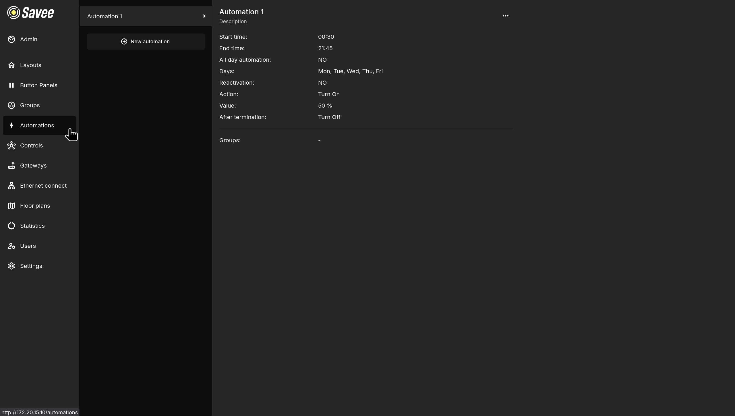 Automations Page