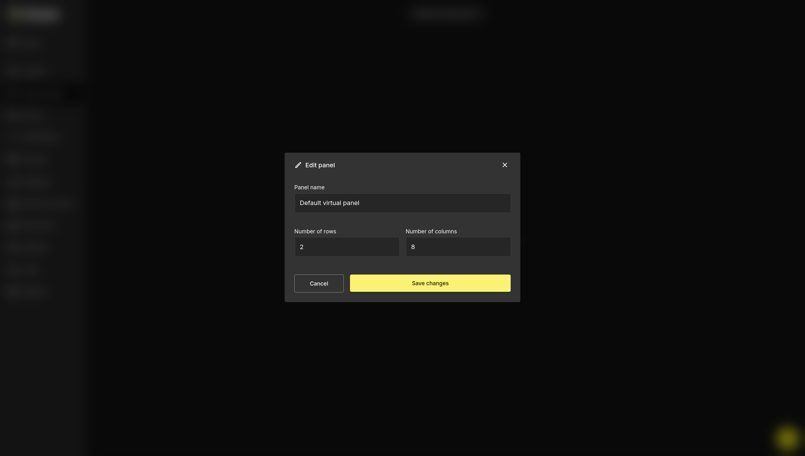 Edit Panel Dialog