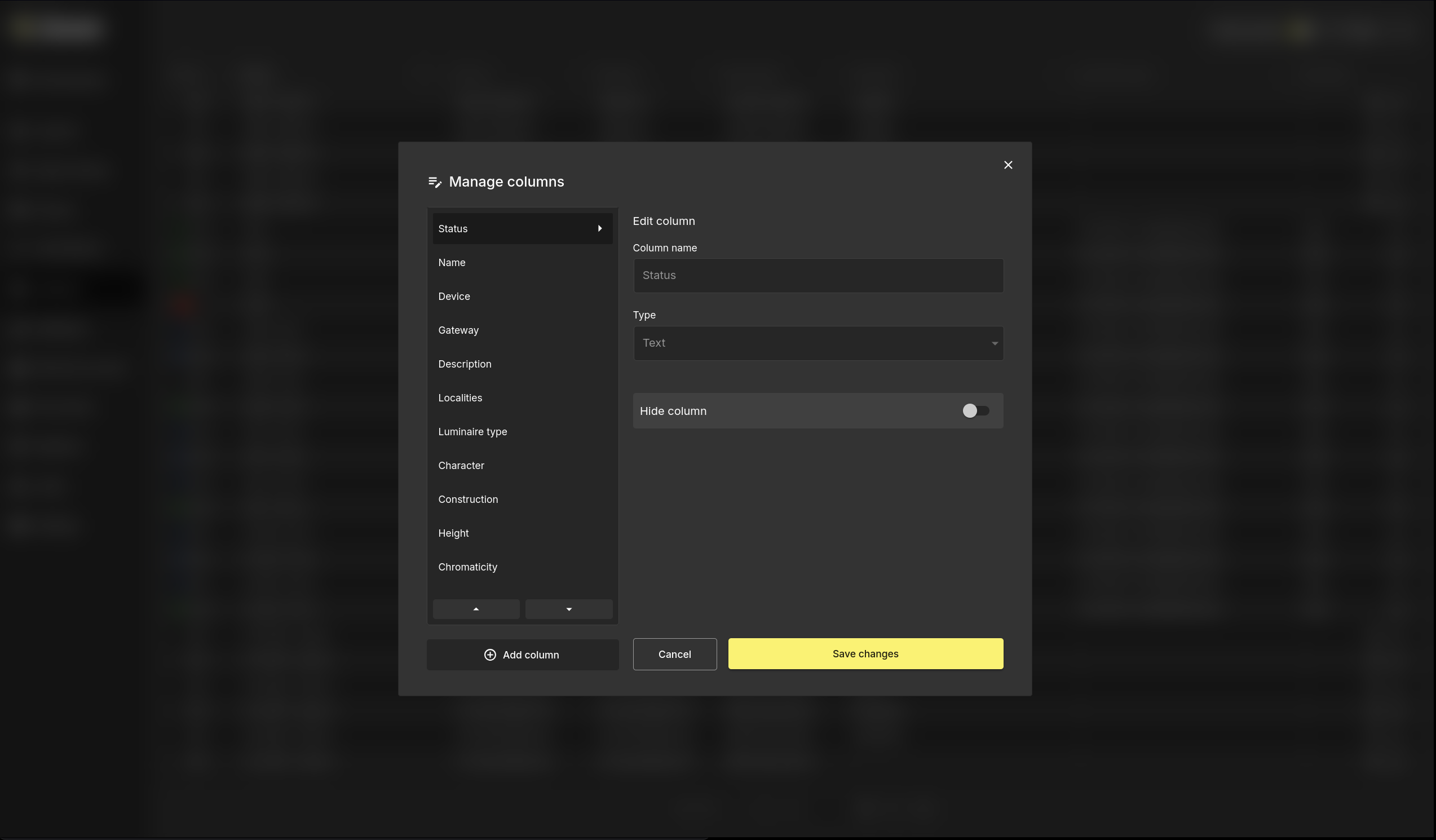 Manage Columns
