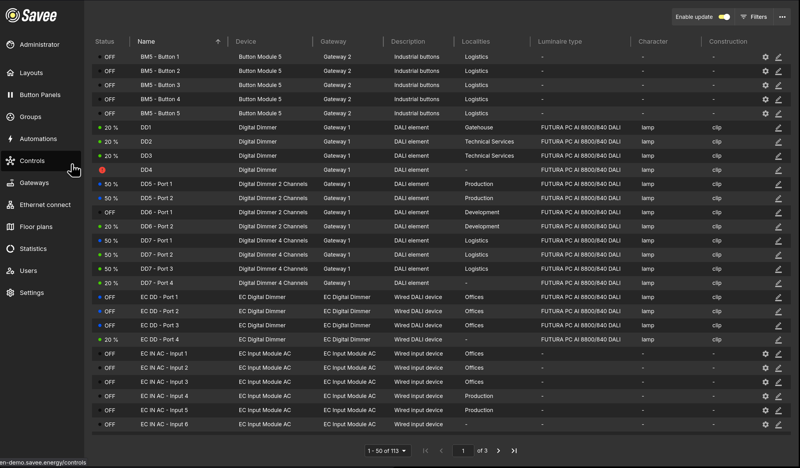 Controls Page