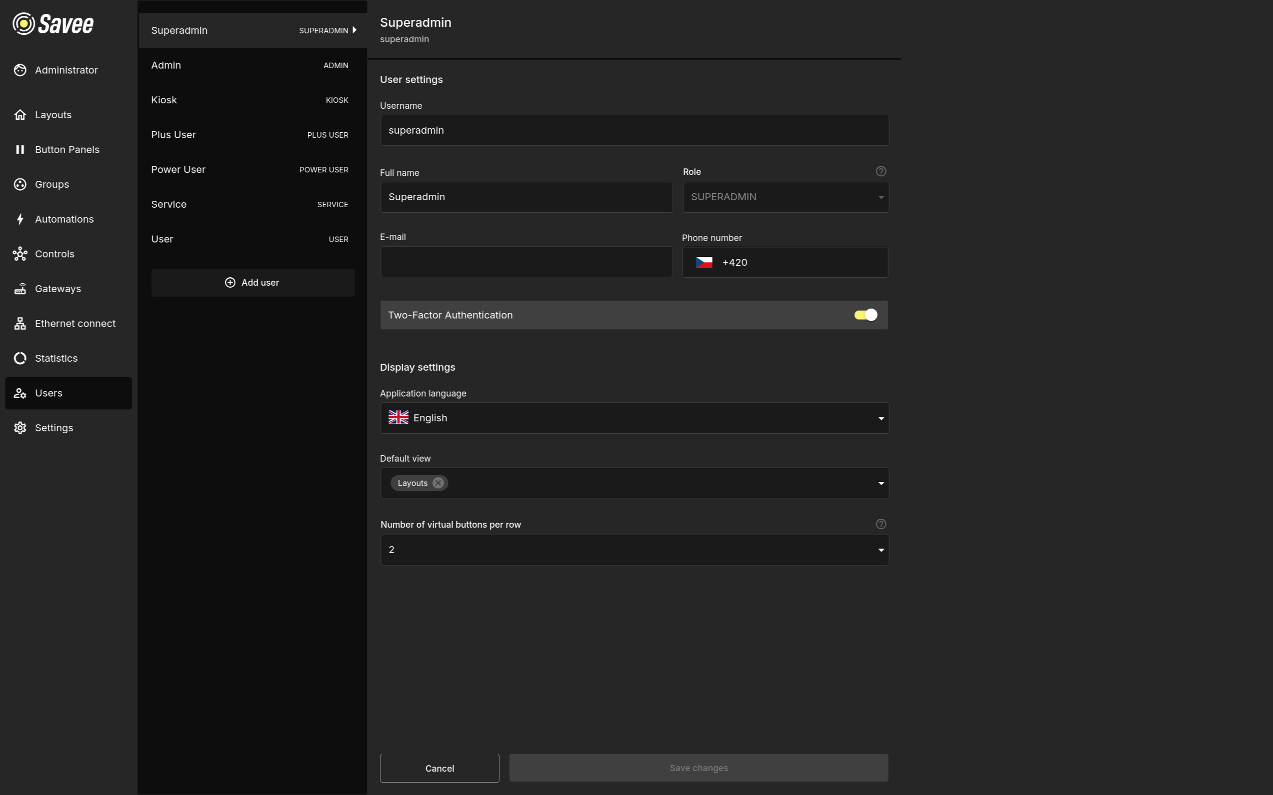 User Settings