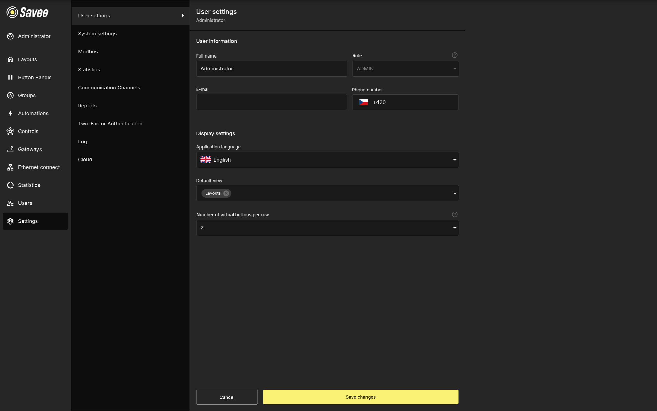 User Settings